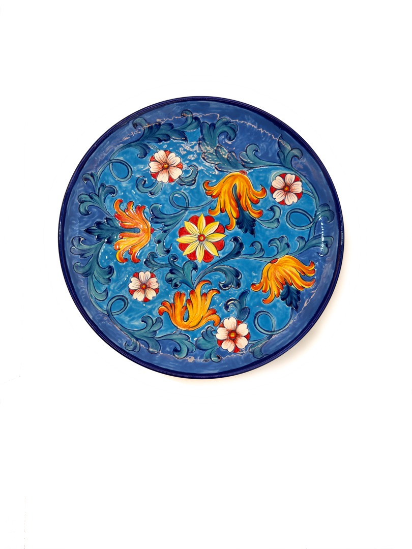Travessa cerâmica caltagirone — Yamaguchi Studio (peça única feita à mão por Marisa Yamaguchi)