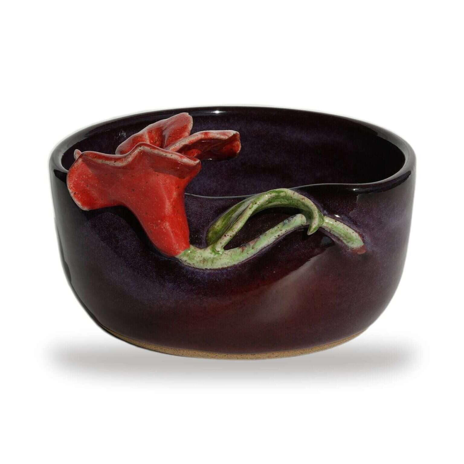 Cachepot Flor Vinho, cerâmica feita à mão por Marisa Yamaguchi, vista 2